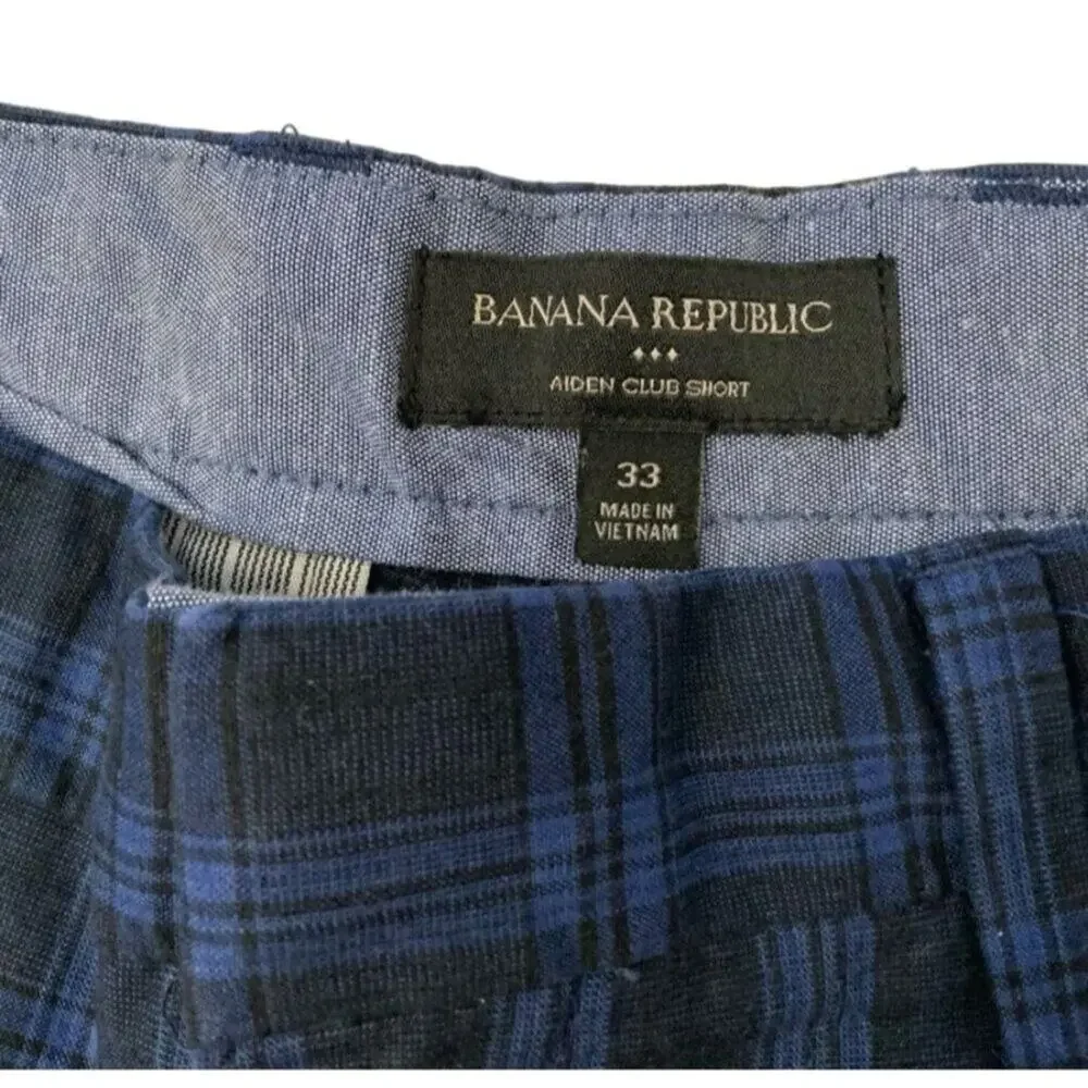 Banana Republic Aiden Club Shorts Men's Size 33 Blue Black Plaid Excellent very